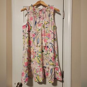 Floral Sleeveless Dress with Ruffle Hem